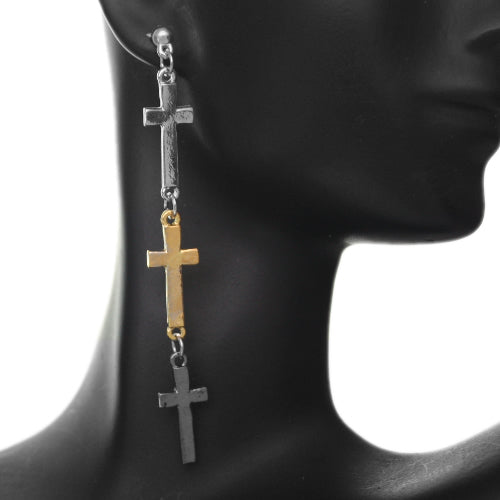 Tri-color earrings for cross lover