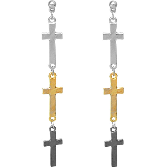 Tri-Color cross earrings for trendsetters