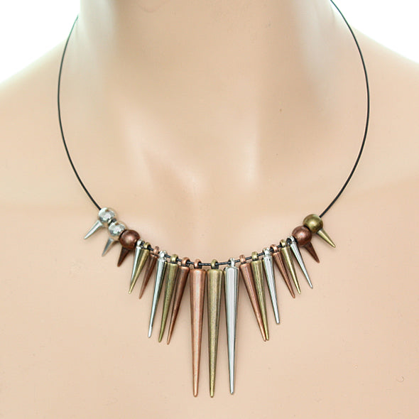 Tri-Color Spike Nylon Necklace Set