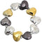 Tri-Color Faceted Heart Stretch Bracelet