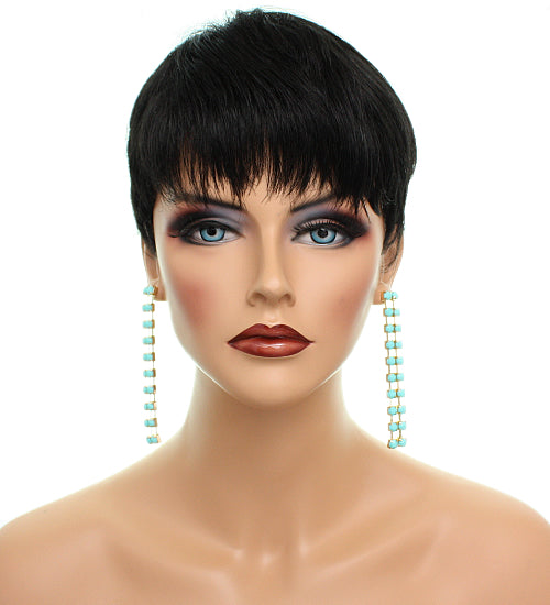 Mint Elegant Beaded Drop Earrings