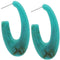 Turquoise Acetate Acrylic Oval Post Hoop Earrings