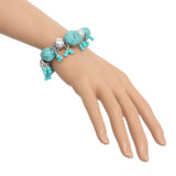 Turquoise Beaded Faux Stone Stretch Bracelet