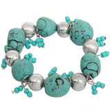 Turquoise Beaded Faux Stone Stretch Bracelet