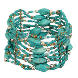 Turquoise Beaded Sequin Stretch Bracelet