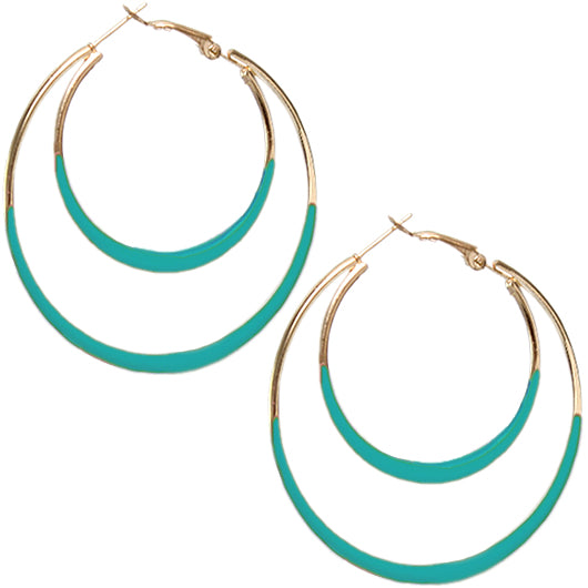 Turquoise Double Layered Hoop Earrings