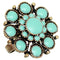 Turquoise Antique Circular Floral Topper Adjustable Ring