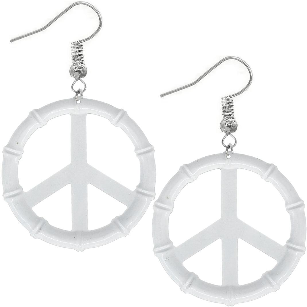 Purple Two Tone Large Peace Sign Metal Earrings