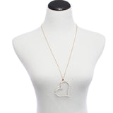 White Beaded Heart Charm Chain Necklace