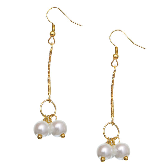 White Faux Pearl Drop Necklace Earrings Set