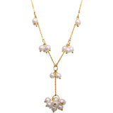 White Faux Pearl Drop Necklace Earrings Set