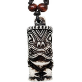 White Black Hawaiian Tiki Totem Nylon Necklace