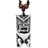 Black White Tribal Tiki Totem Nylon Necklace