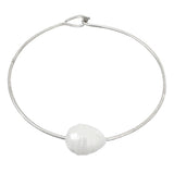 White Centered Bead Wired Latch Bracelet