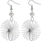 White Bead Coil Slinky Dangle Earrings