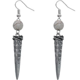 White Bead Pointy Drop Earrings