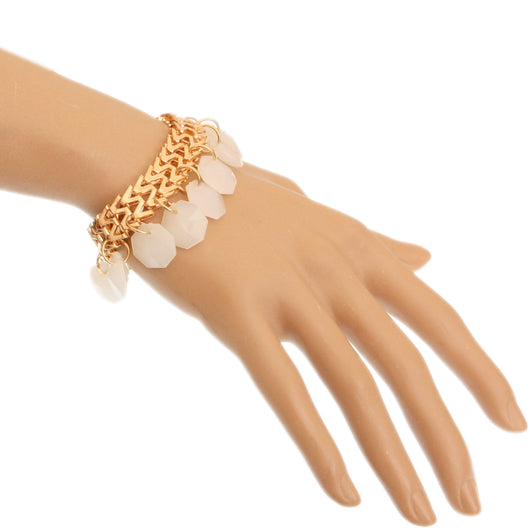 White Hanging Beaded Chain Bracelet