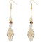 White Ethnic Carved Pattern Bead Drop Earrings