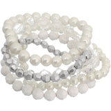 White 5-Piece Faux Pearl Stacked Bracelets
