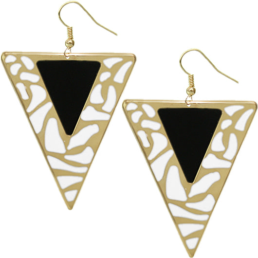 White Triangle Earrings