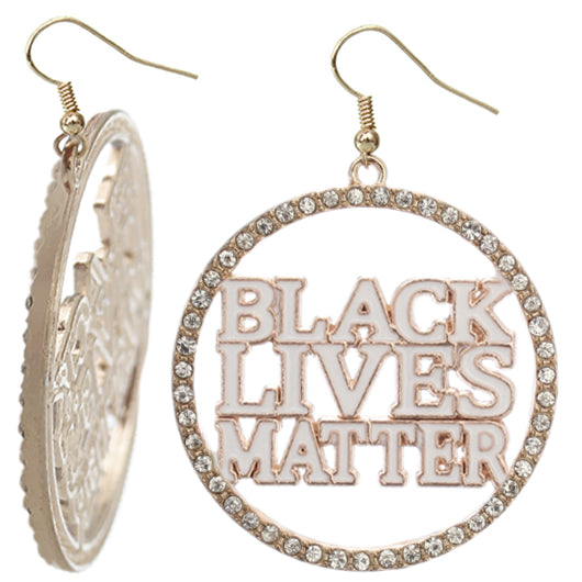 White Black Lives Matter Metal Hoop Earrings