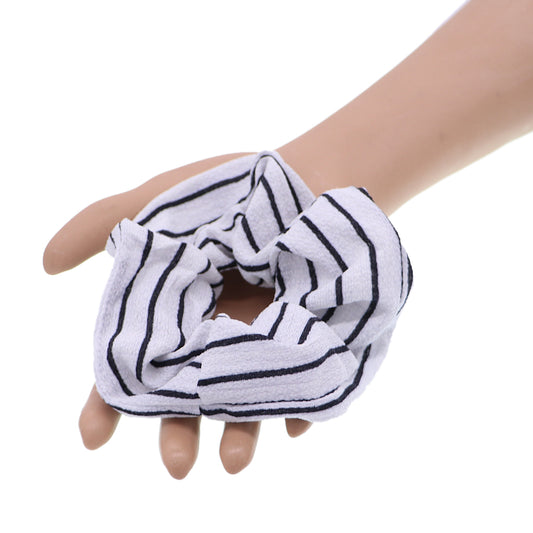 White Striped Hair Scrunchie