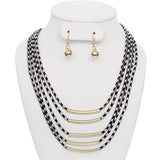 Black White Layered Thread Necklace Set