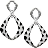 Silver Black Rhinestone Cheetah Post Earrings