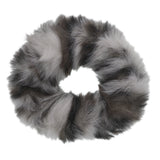 Brown White Faux Fur Hair Scrunchie