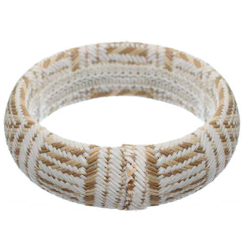 White Knit Canvas Bangle Bracelet