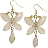 White Butterfly Gemstone Dangle Earrings