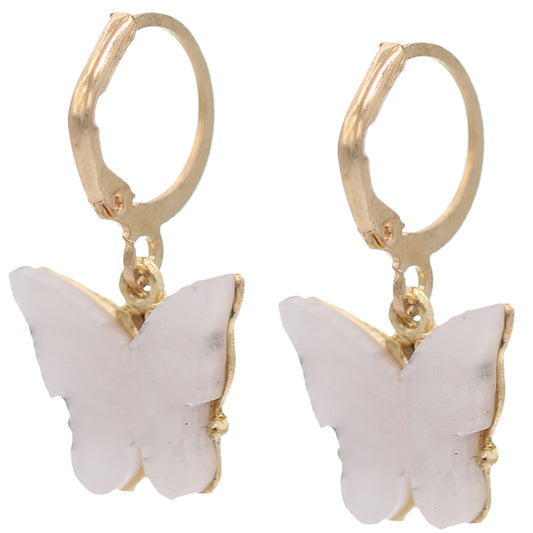 White Butterfly Leverback Mini Earrings