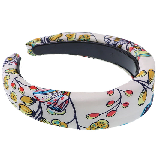 White Floral Butterfly Wide Padded Headband