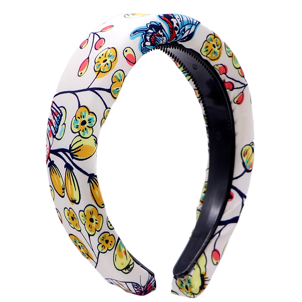 White Floral Butterfly Wide Padded Headband