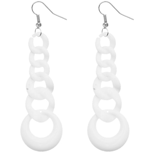 White Gradual Chain Link Earrings