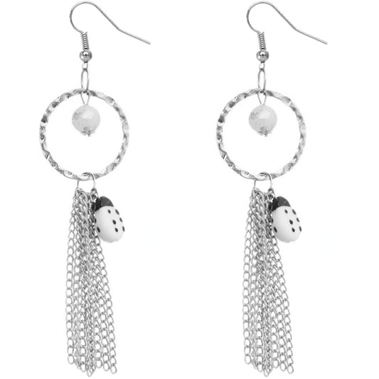 White Lady Bug Earrings