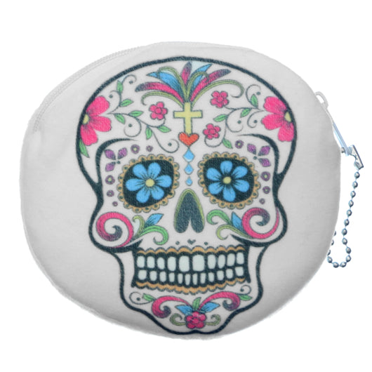 White Day of the Dead Skull Zipper Wallet