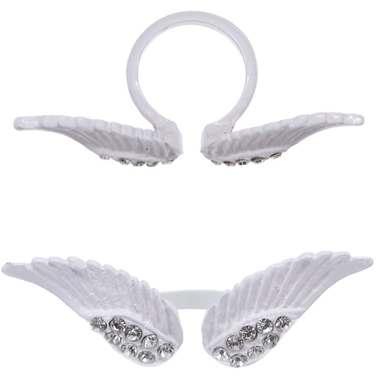 White Double Angel Wing Cuff Ring