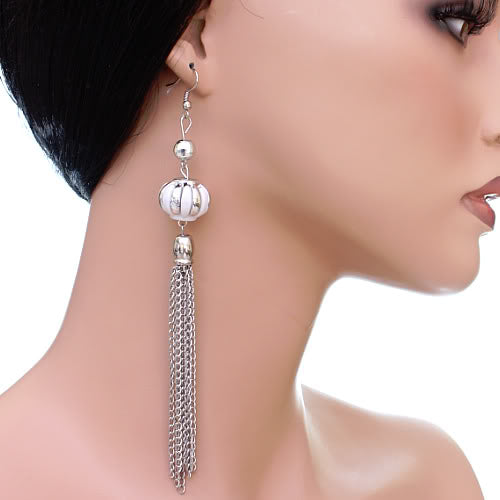 White Multi Chain Drop Earrings