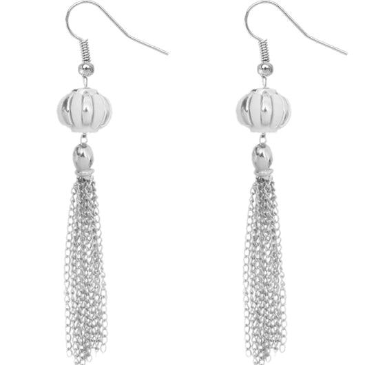 White Multi Chain Drop Earrings