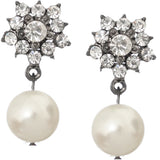 White Elegant Faux Pearl Gemstone Earrings