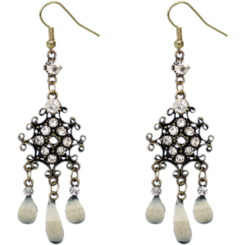 White Elegant Chandelier Gemstone Earrings