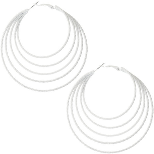White 4-hoop Earrings