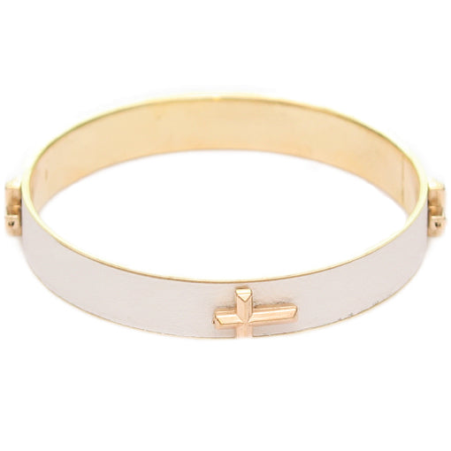 White Cross Fabric Bangle Bracelet