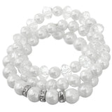 White Faux Pearl Stretch Bracelet Earrings Set