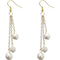 White Faux Pearl Fireball Drop Chain Earrings