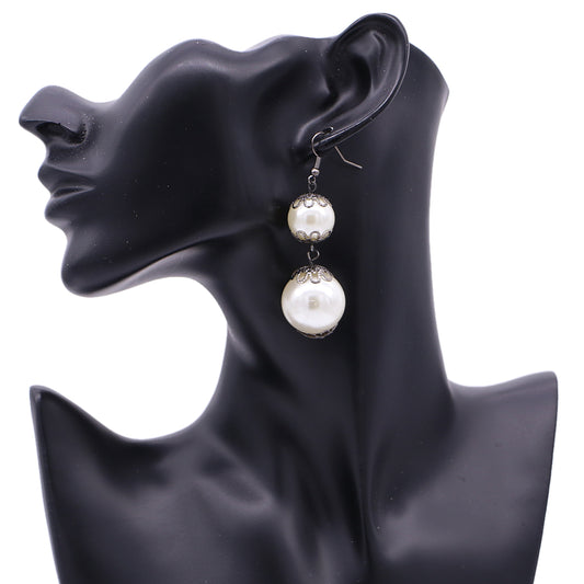 White Elegant Faux Pearl Drop Earrings