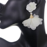 White Floral Nylon Dangle Earrings