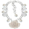 White Glass Ball Flower Charm Chain Bracelet