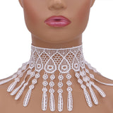 White Fringe Lace Choker Necklace